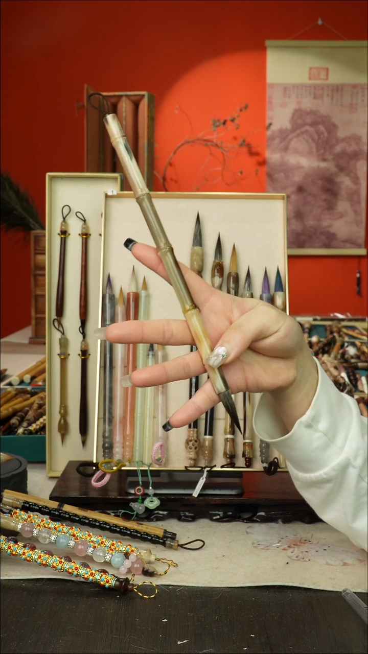 18号闪孤品高货毛笔链接 清水试笔 蘸墨不退