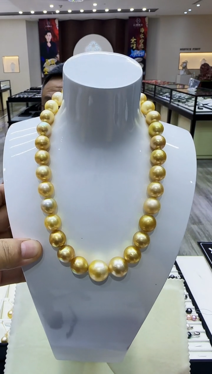 【闪购商品】海水珍珠颈饰未镶嵌南洋海水金珍珠颈饰12-16mm