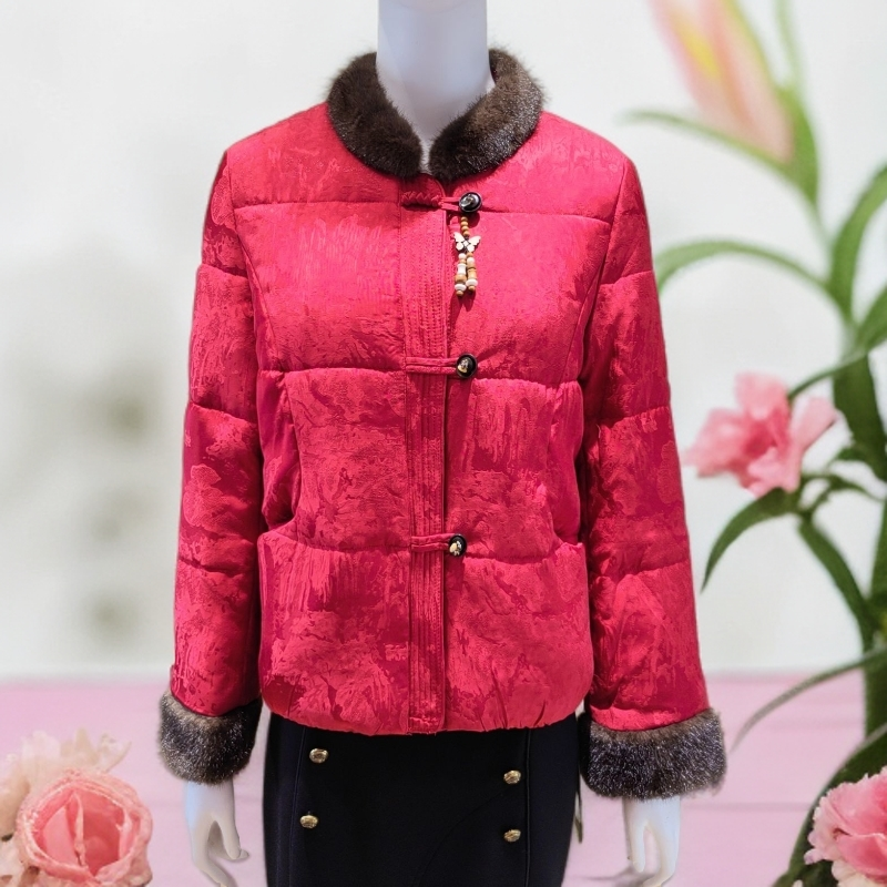 1013新中式国风毛领棉服短款加厚保暖秋冬新款复古气质中国风