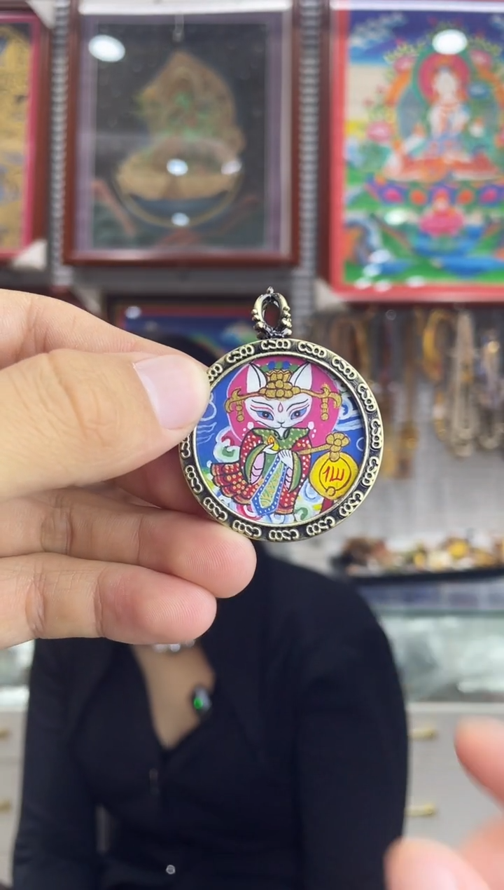 吊坠九尾狐 纯手绘唐卡（非质量问题 不退不换） 不带绳子