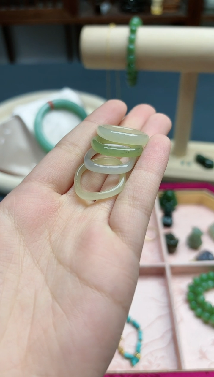 【闪购商品】和田玉指环未镶嵌和田玉15~16#指环*1 QC多样发一