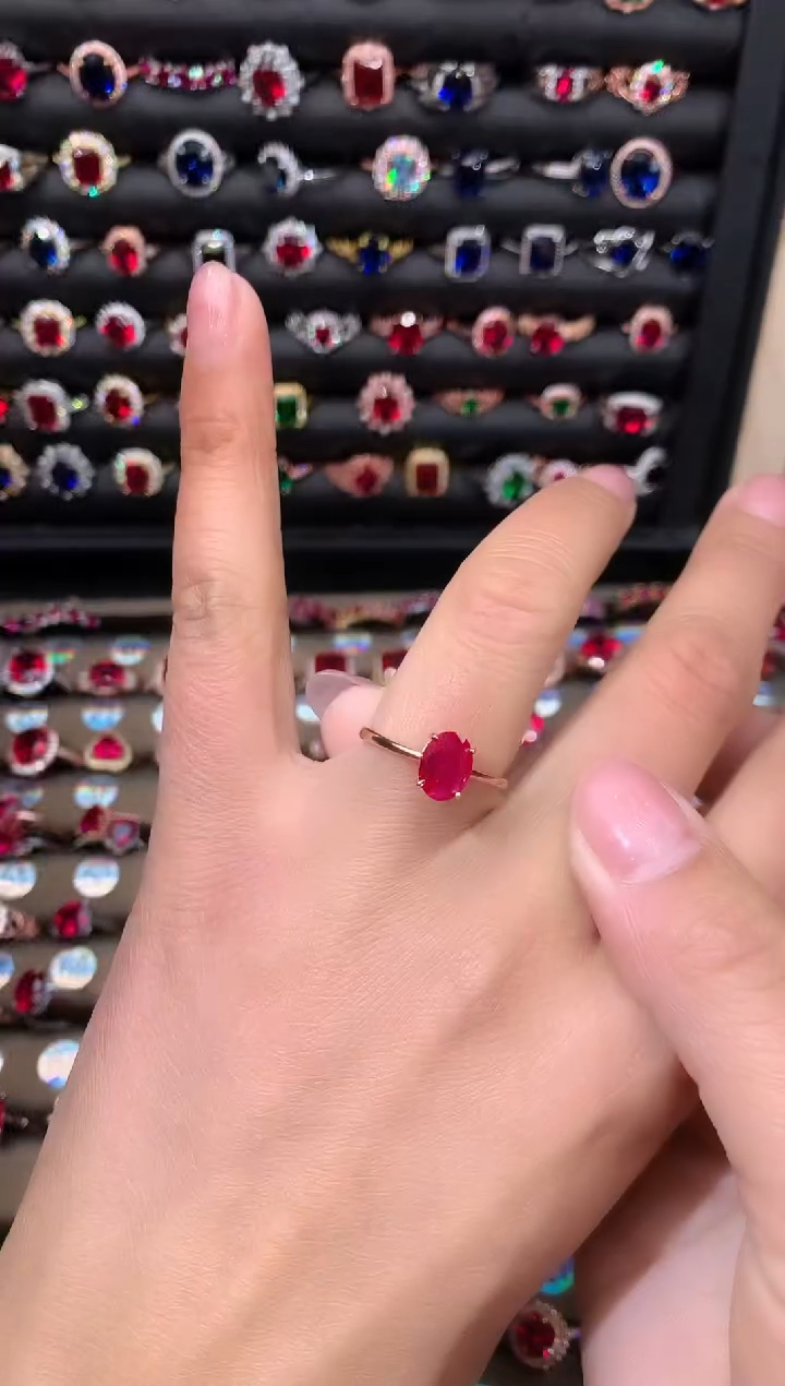 【闪购商品】红宝石戒指银S925镶嵌68玫瑰金