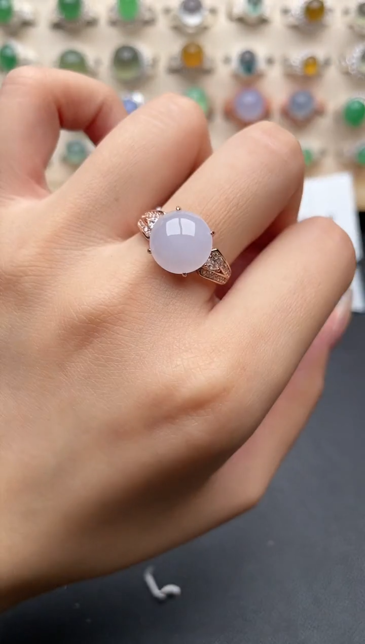 【闪购商品】翡翠戒指银S925镶嵌一物一证一礼盒