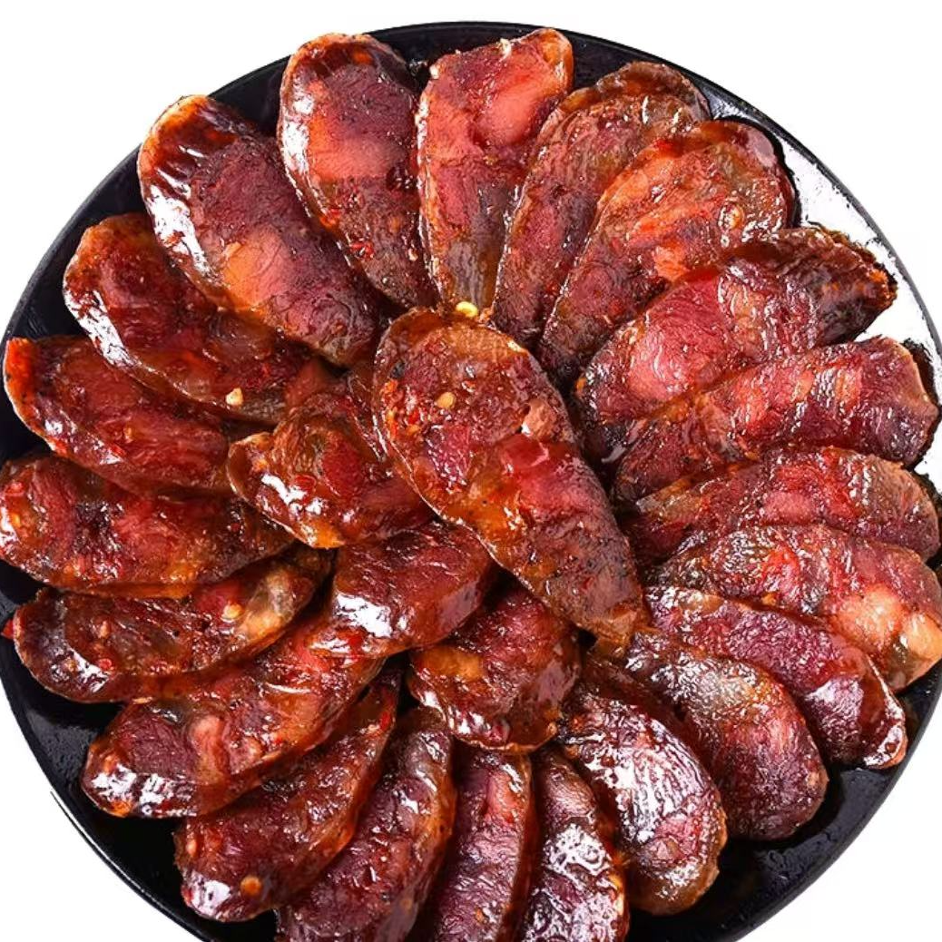 湖北土家香肠腊肠传统柴火烟熏农家腊肠麻辣味肥瘦相间年货