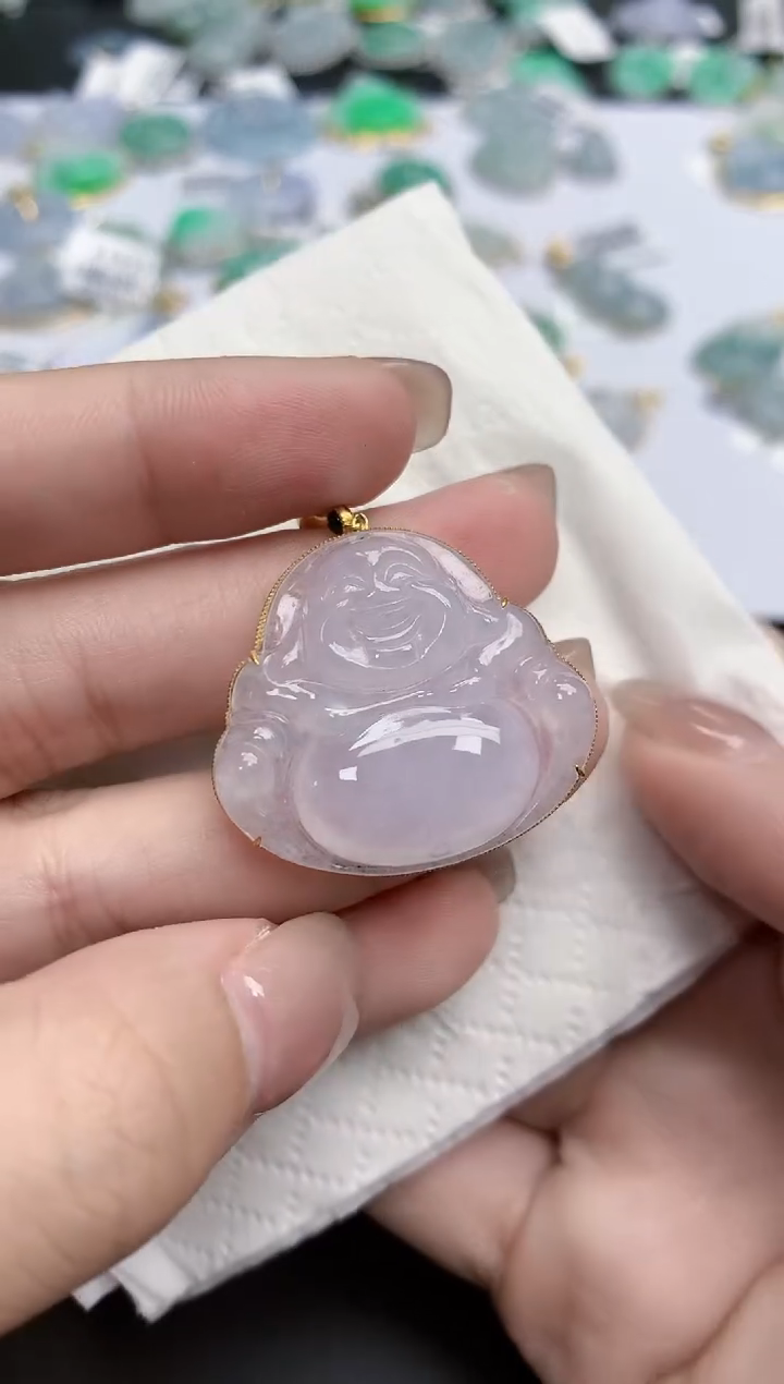 【闪购商品】翡翠颈饰18K金镶嵌天然缅甸翡翠A货