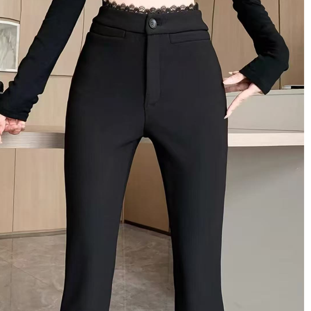 黑色微喇西装裤子女春季喇叭裤高腰修身显瘦休闲马蹄裤666