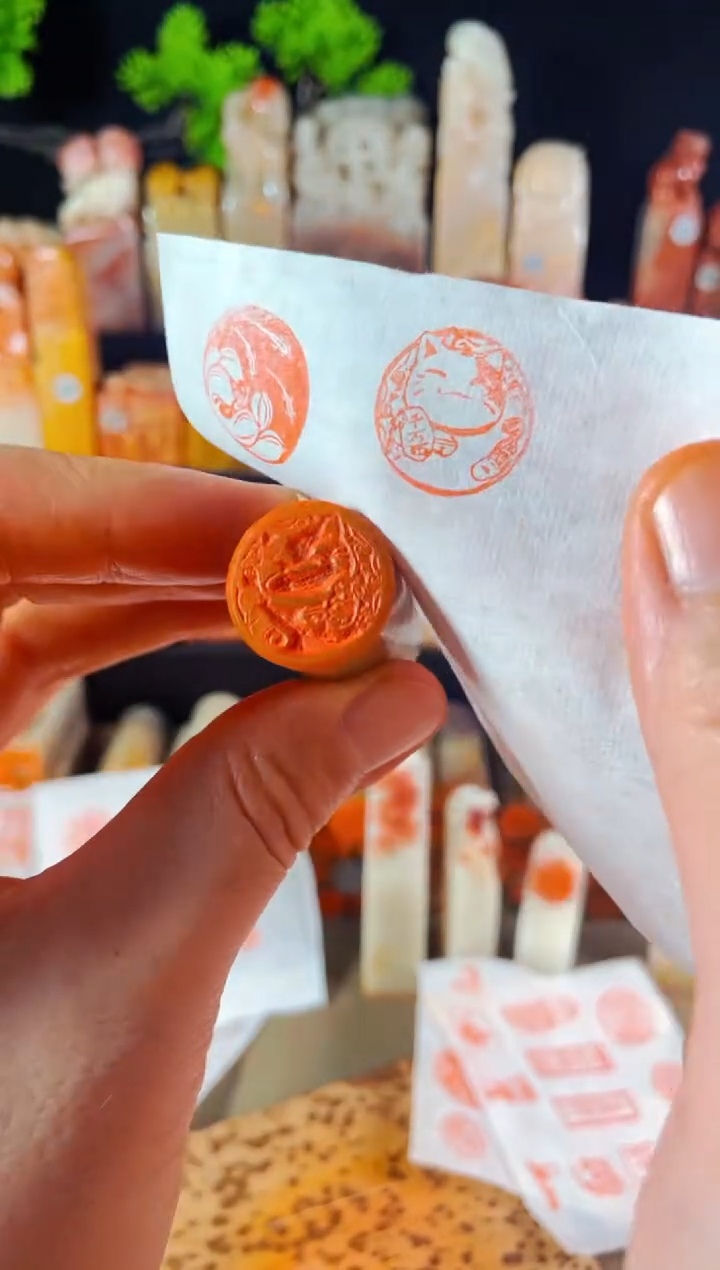 【闪购商品】巴林石印石手工篆刻《招财猫》2.0圆