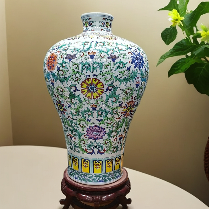 景德镇青花斗彩手工手绘花瓶陶瓷花瓶