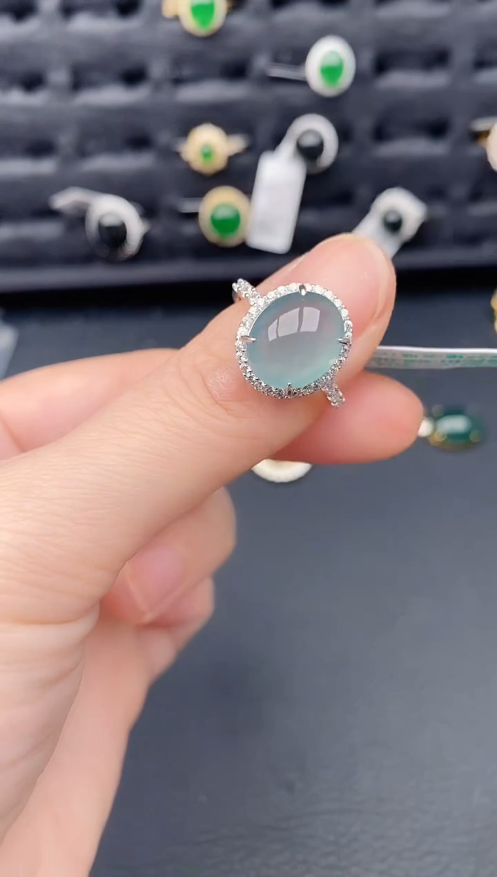 银S925镶嵌戒指翡翠天然a货翡翠626