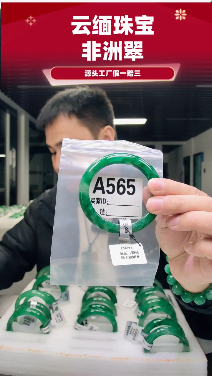 未镶嵌手镯石英质玉（非洲翠）59圈口A565