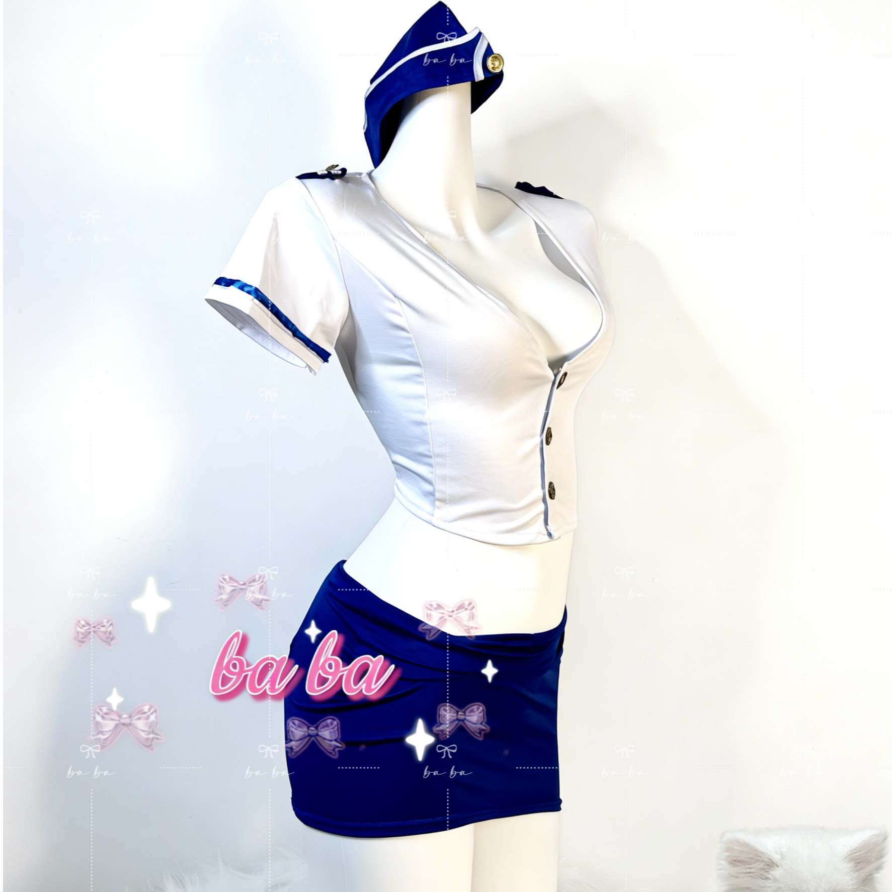 baba性感纯欲空姐制服套装