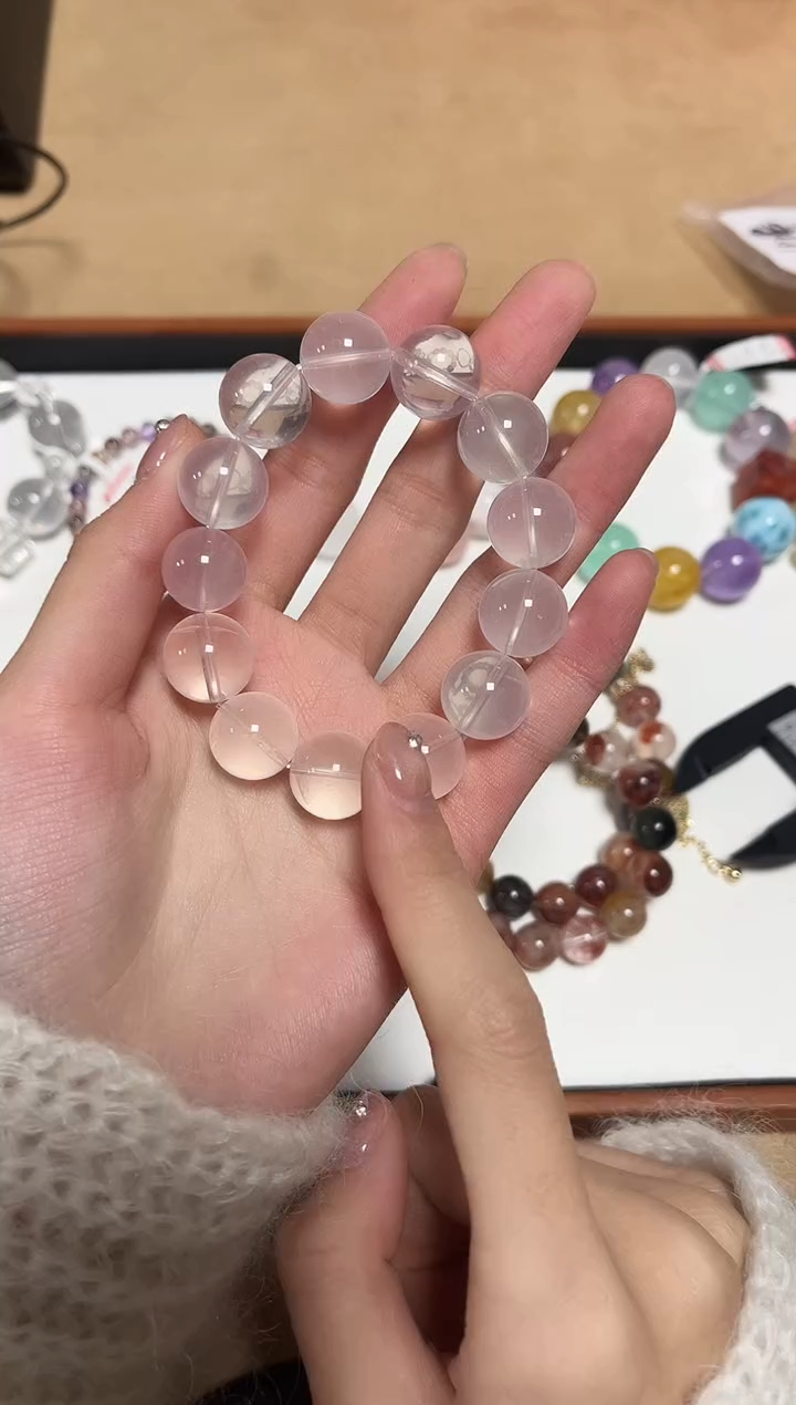 未镶嵌手链水晶13-31粉水晶单圈手串