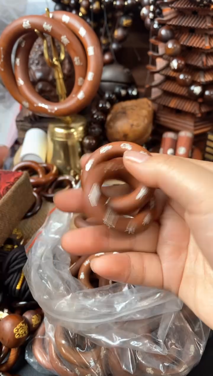 【闪购商品】木枣木老料子镶银五雷小乾坤圈