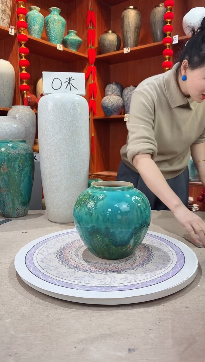 【闪购商品】瓶精品陶瓷花瓶 无花 草原绿 小号