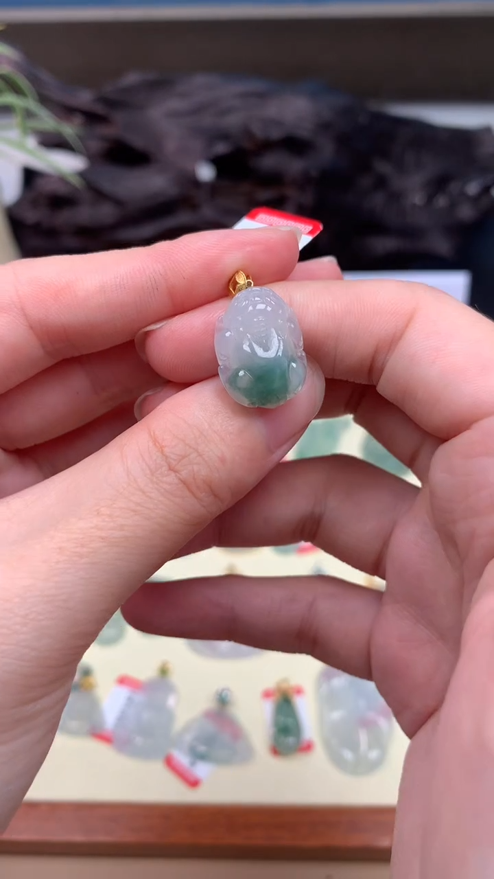 【闪购商品】翡翠颈饰18K金镶嵌貔貅