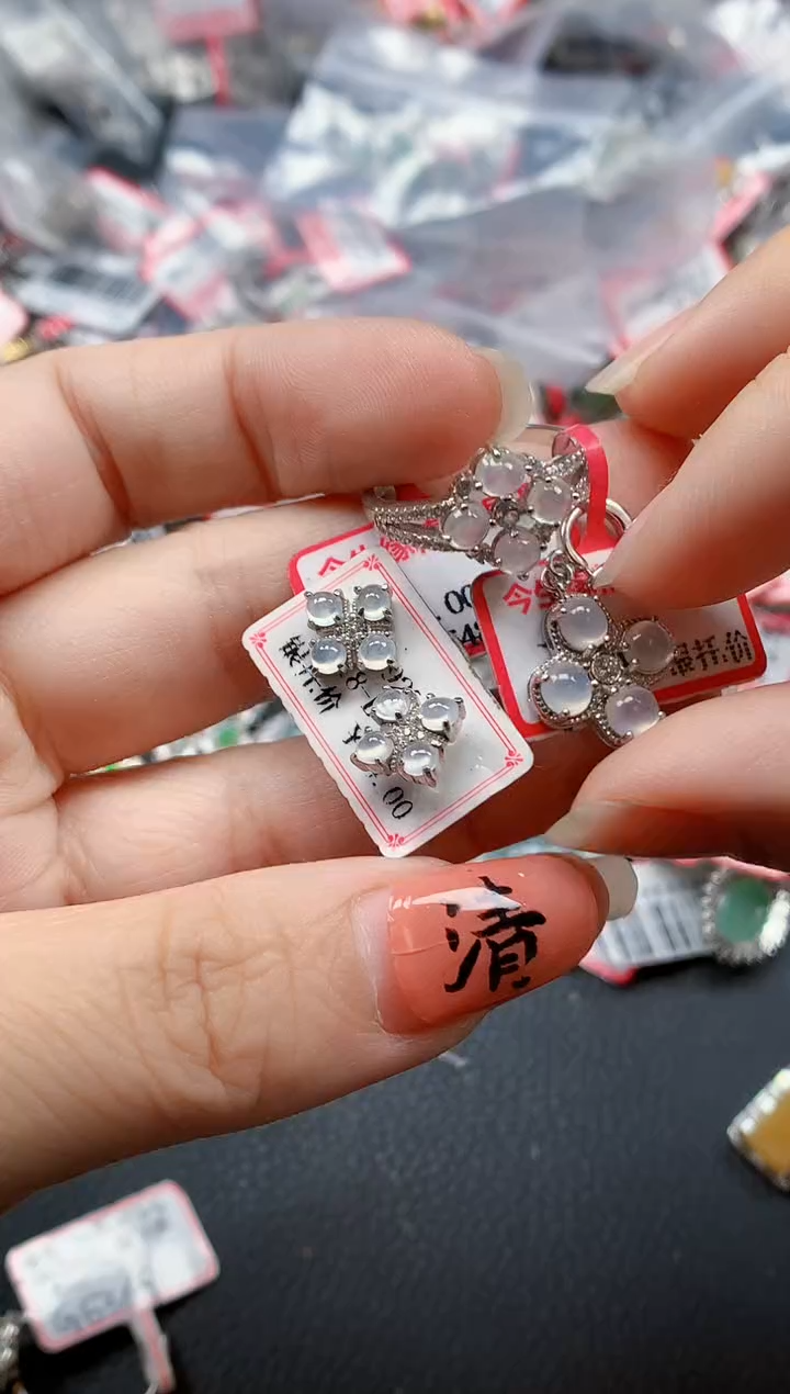 银S925镶嵌戒指翡翠天然A货缅甸翡翠