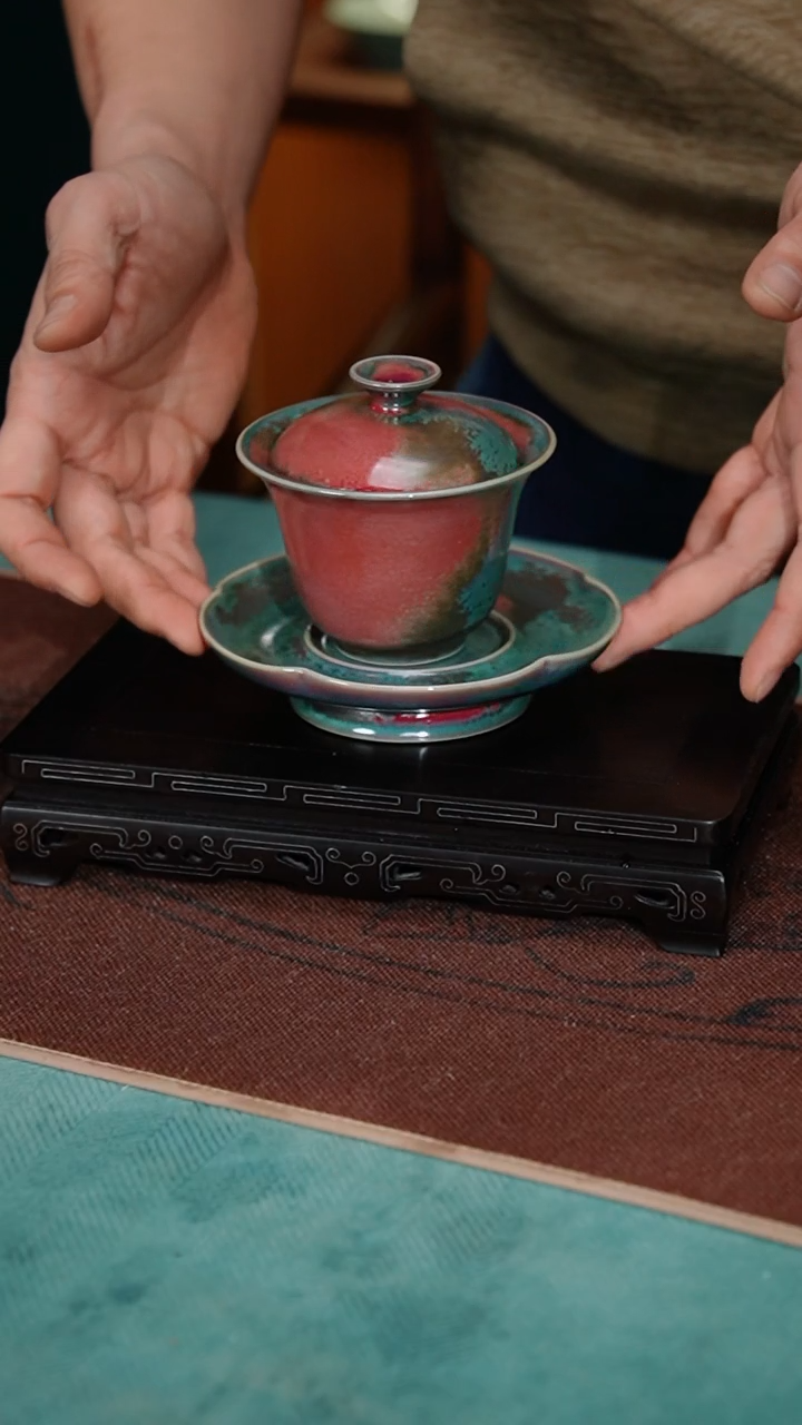 【闪购商品】259-1花底官帽三才（炉钧釉 窑变随机