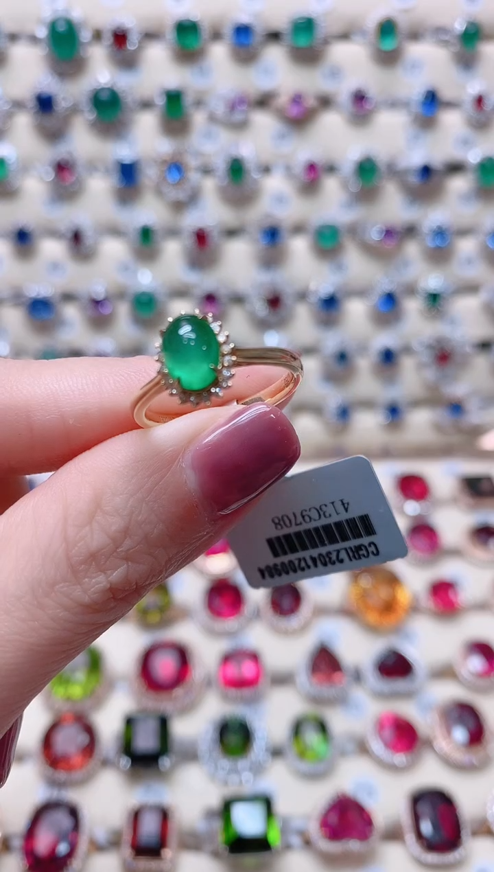 【闪购商品】祖母绿18K金戒指18K金镶嵌1