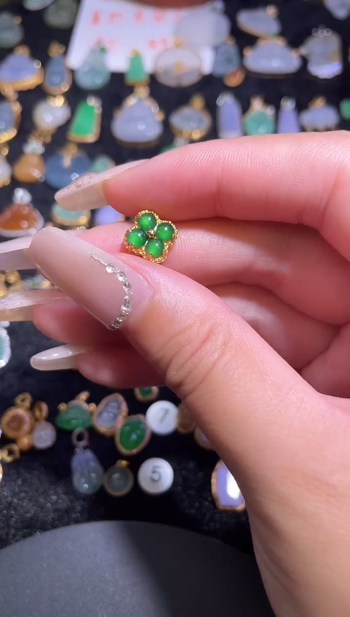 吊坠(不含链)银S925镶嵌翡翠天然a货翡翠