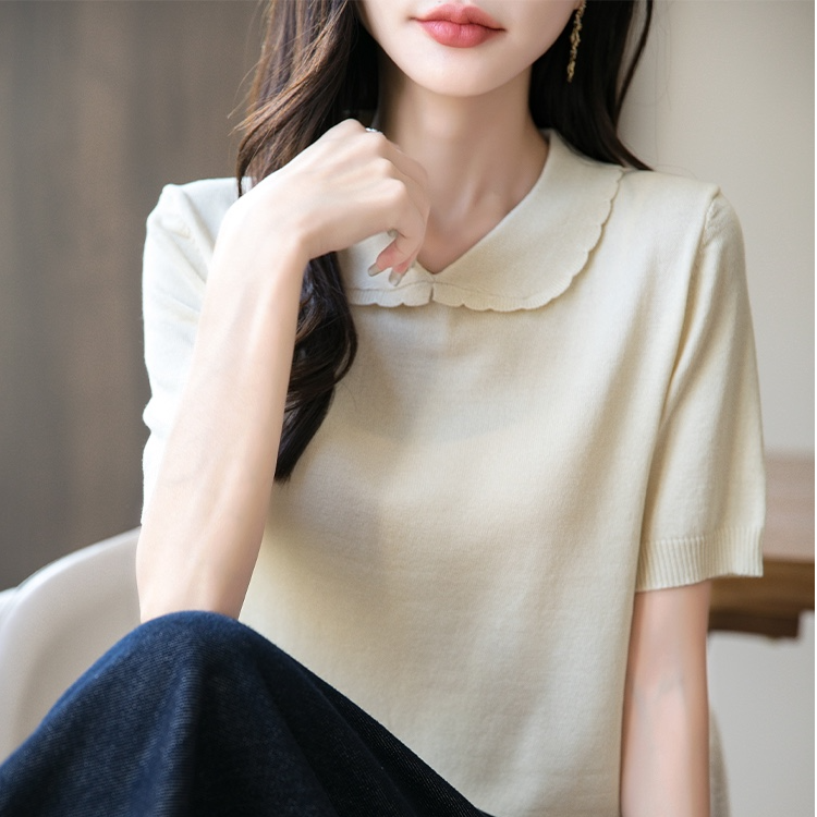 【莱赛尔天丝】夏季短袖毛针织衫冰爽透气针织衫毛衣上衣2118