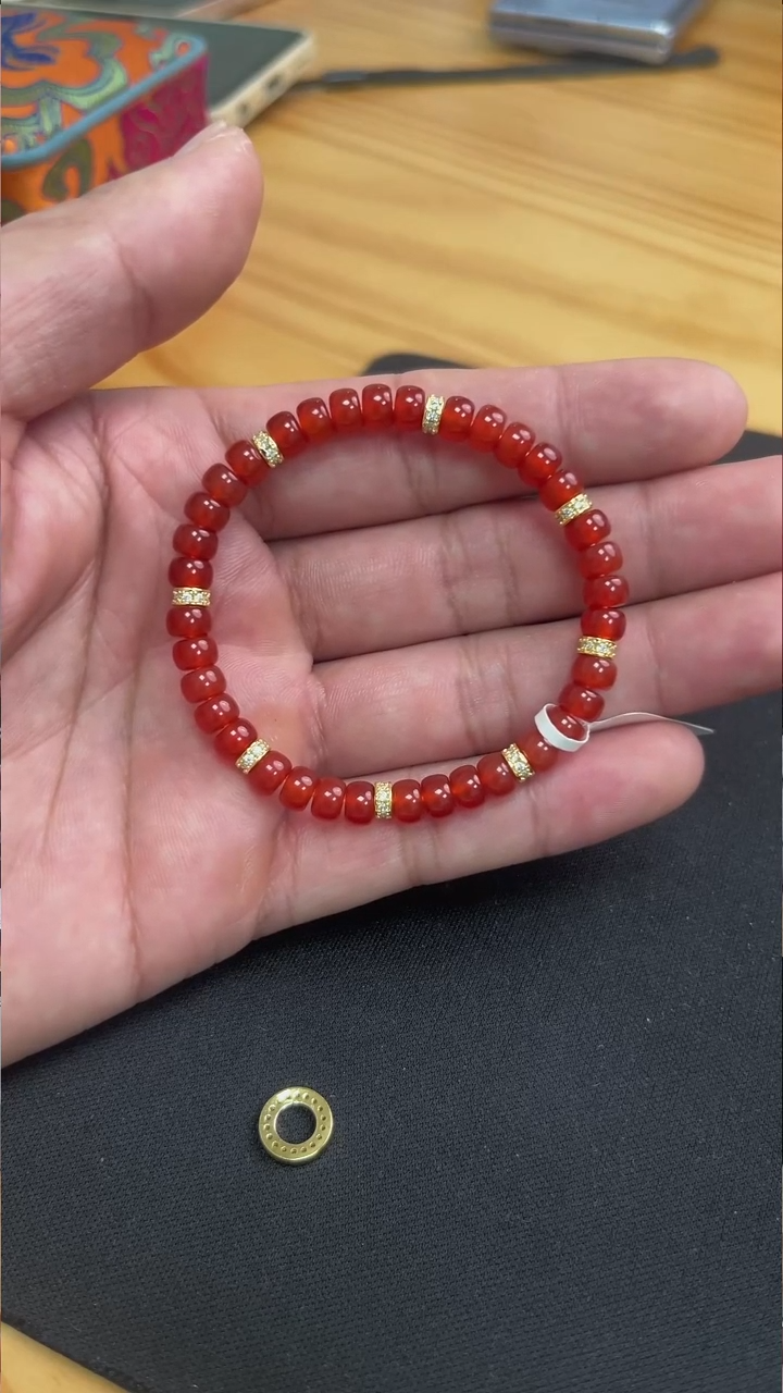 合金手串玛瑙/玉髓卡5.8mm红玉髓手串