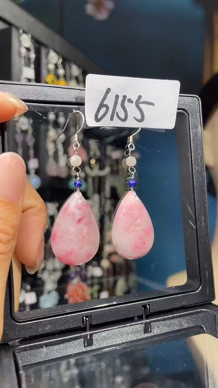 未镶嵌蔷薇辉石耳饰喜欢拍微瑕