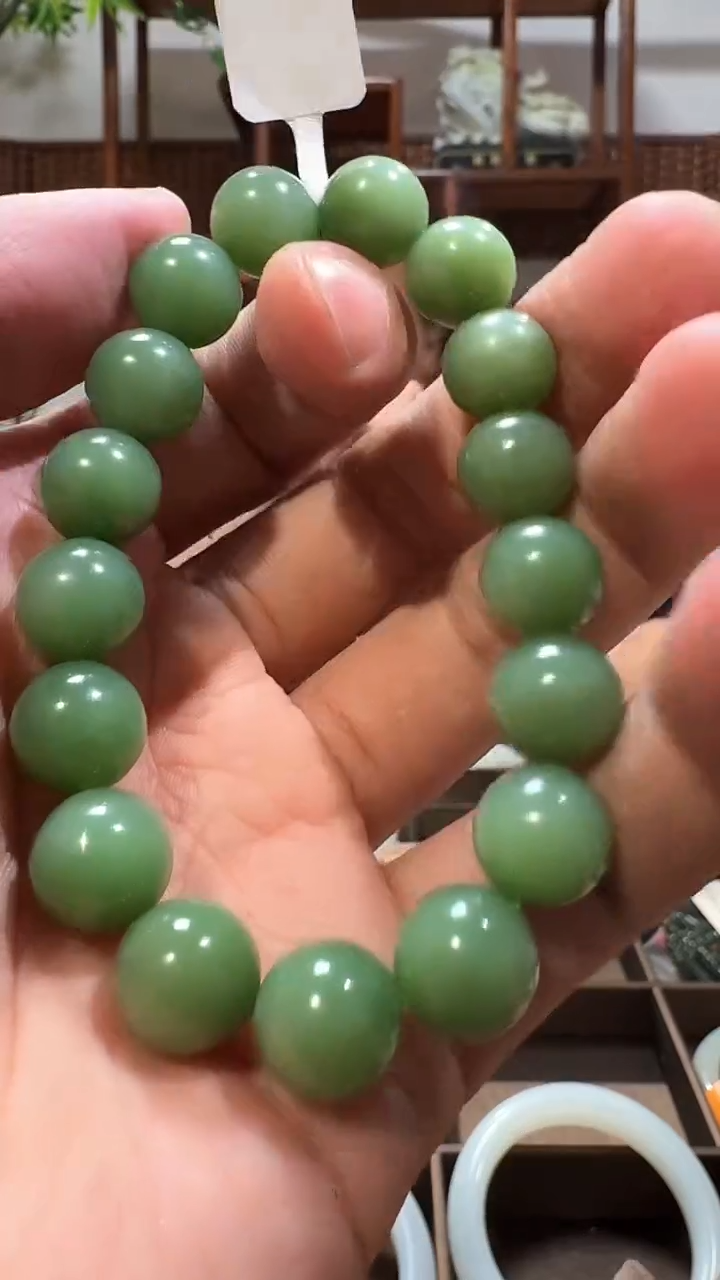 【闪购商品】和田玉手串未镶嵌1564碧玉12mm手串