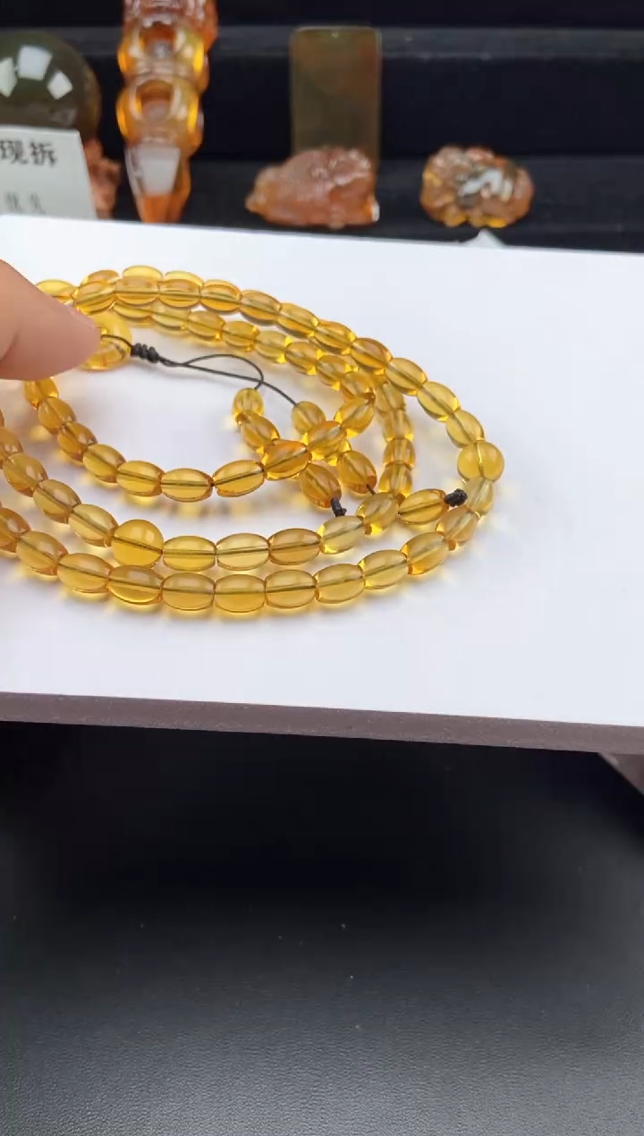 【闪购商品】琥珀手链未镶嵌金蓝珀枣核珠多圈项链