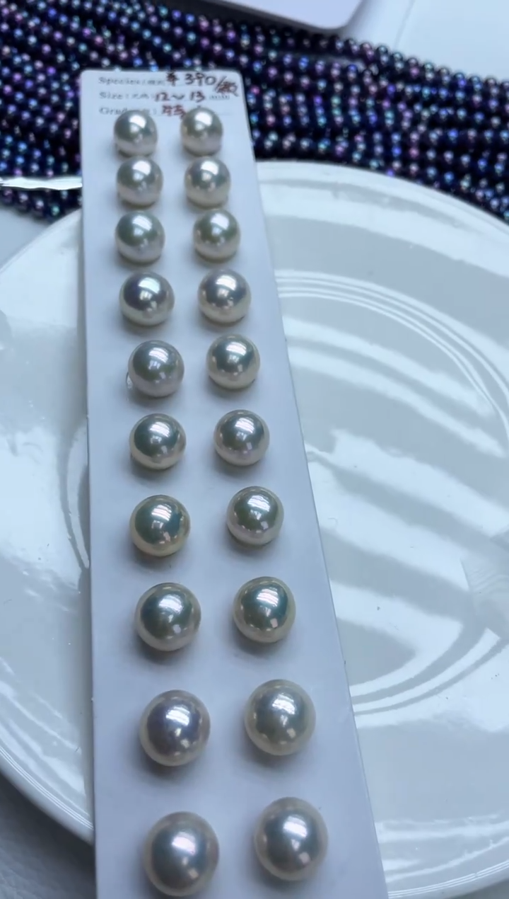 未镶嵌耳饰，吊坠淡水珍珠白色系12mm(多样性发一）
