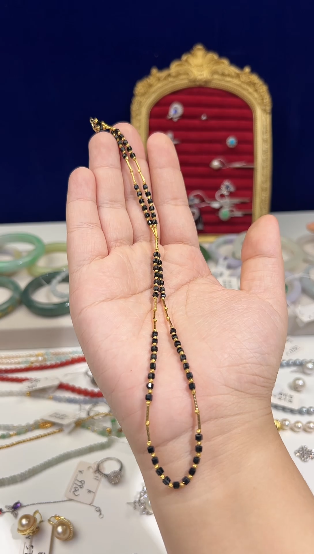 颈饰18K金镶嵌碧玺醉***光精美时尚18K金碧玺项链