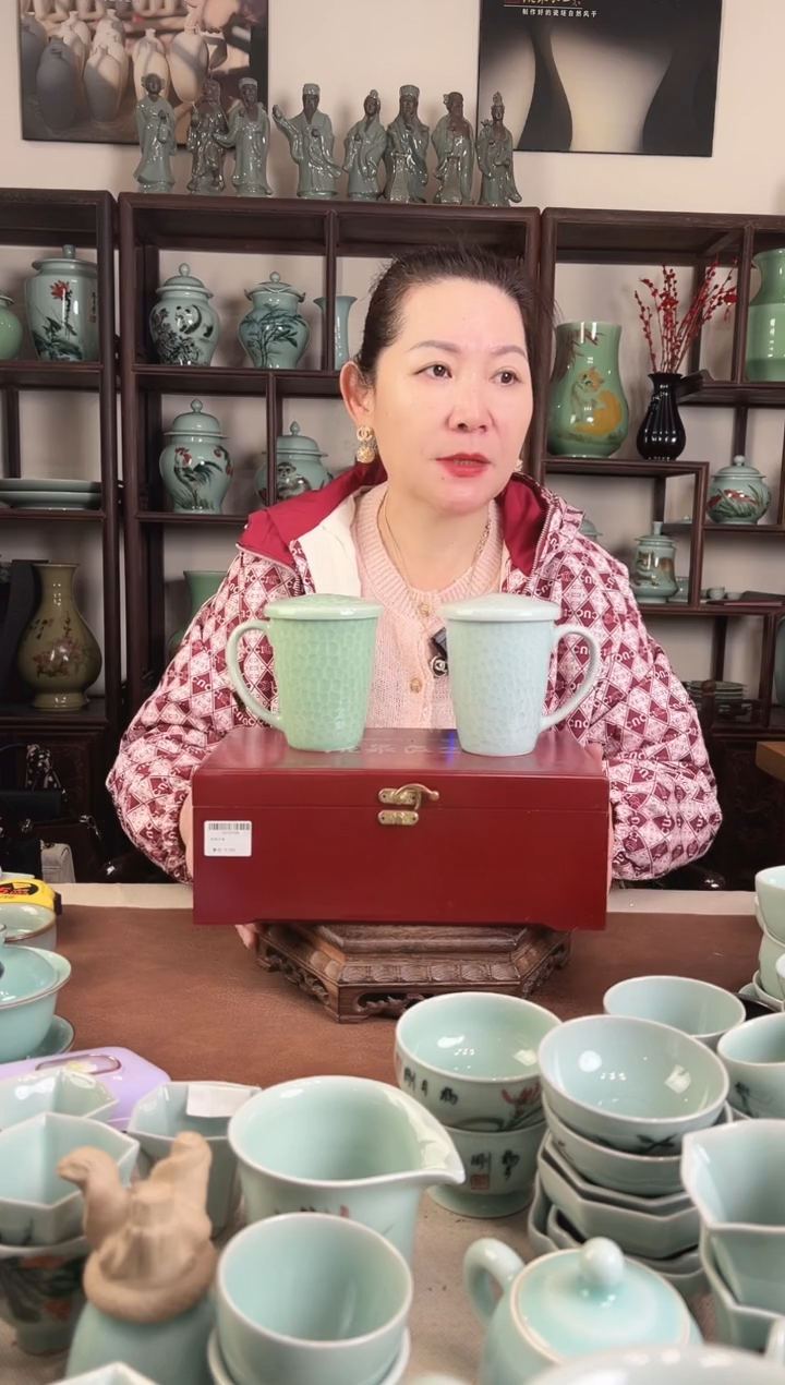 玲珑对杯L（粉青 梅青）