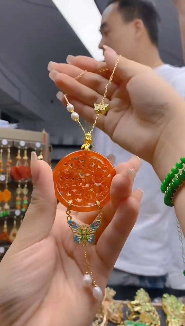 【闪购商品】翡翠耳饰合金152翡翠锁骨链