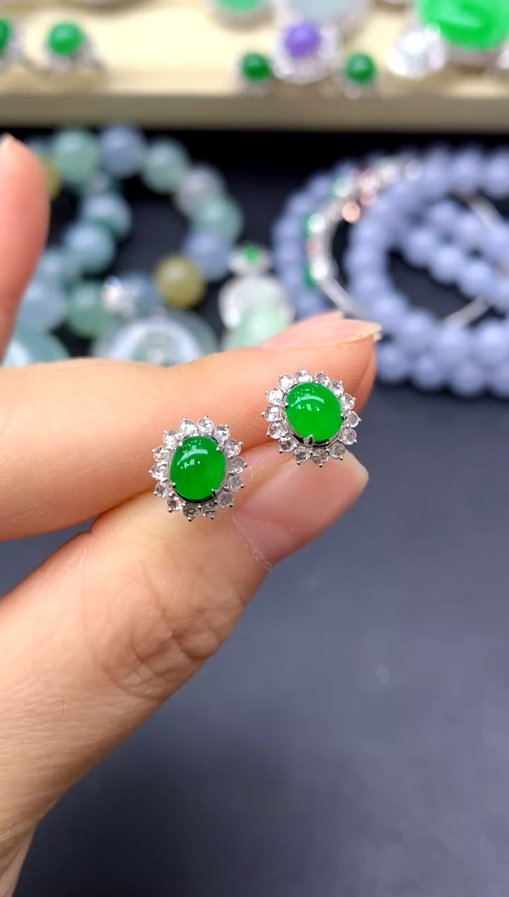 18K金镶嵌翡翠耳饰431-中国好珍宝