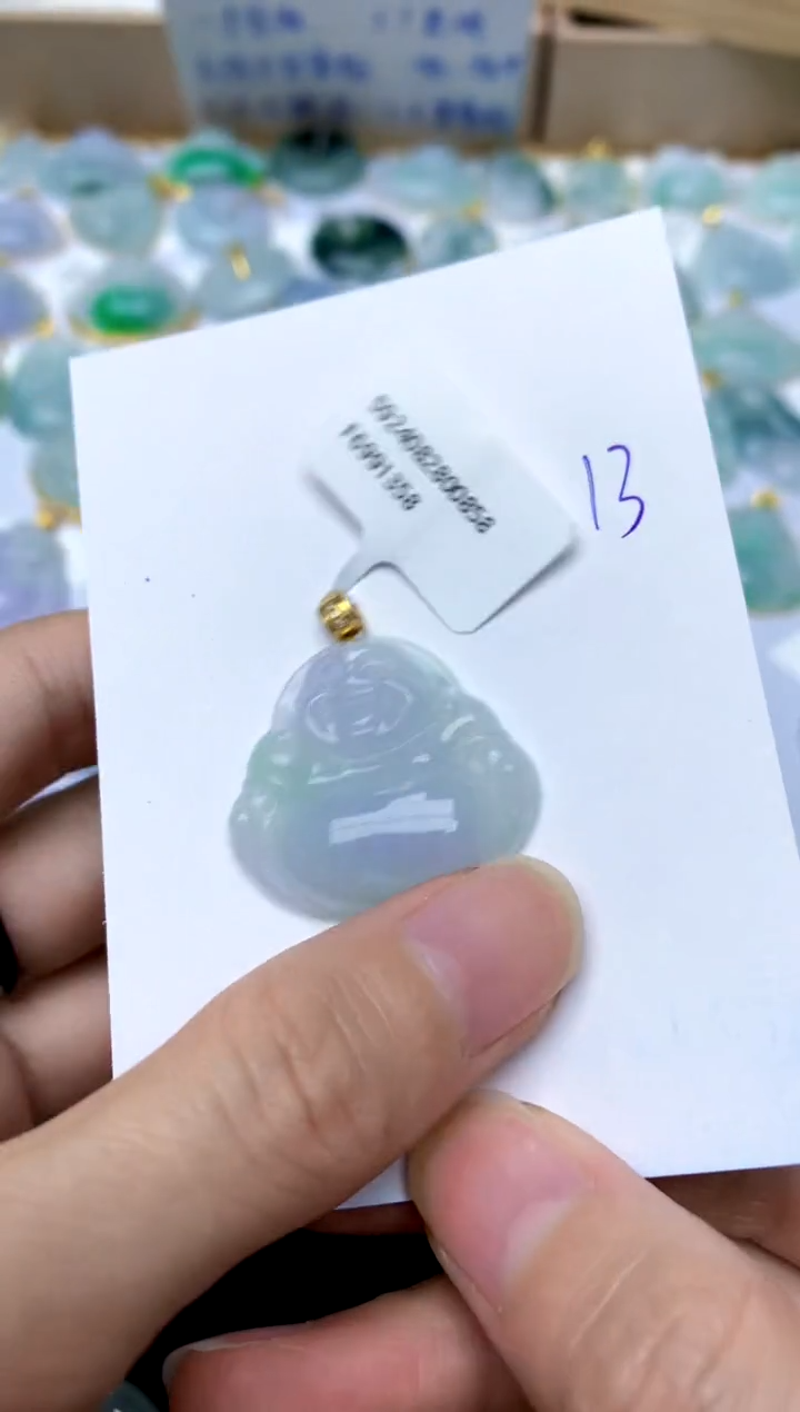 【闪购商品】翡翠颈饰18K金镶嵌13天然A货翡翠