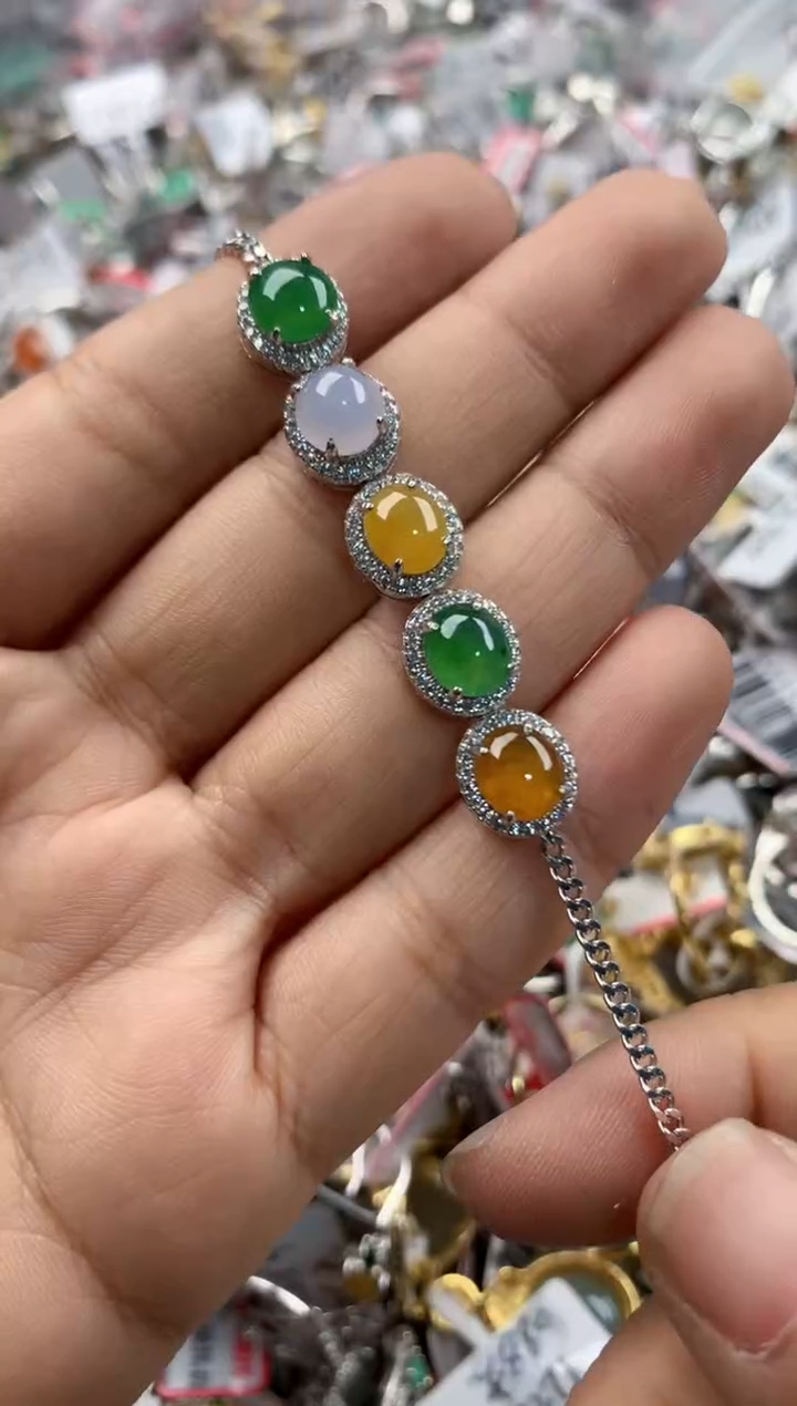 银S925镶嵌戒指翡翠444            7