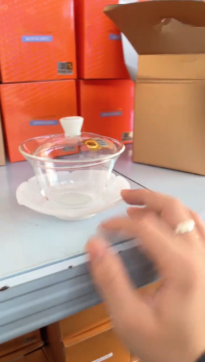 荷叶盖碗/白玉+福珑茶海