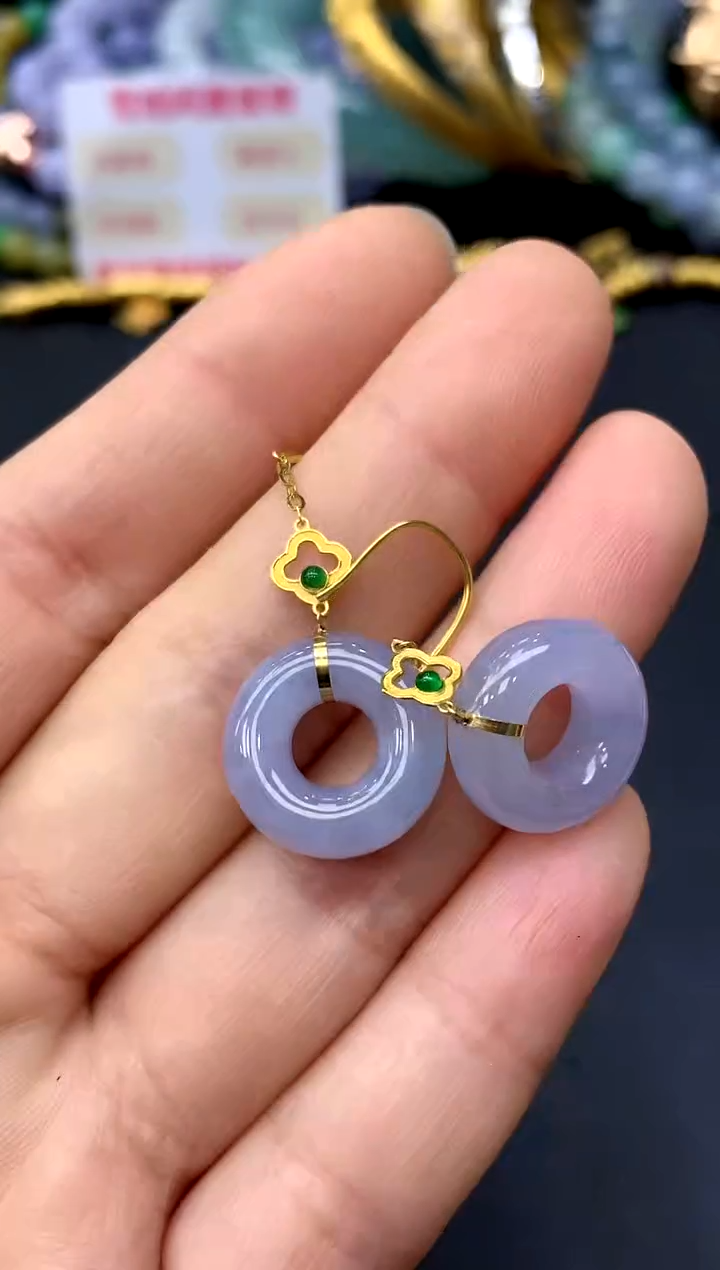 18K金镶嵌翡翠耳饰200-中国好珍宝