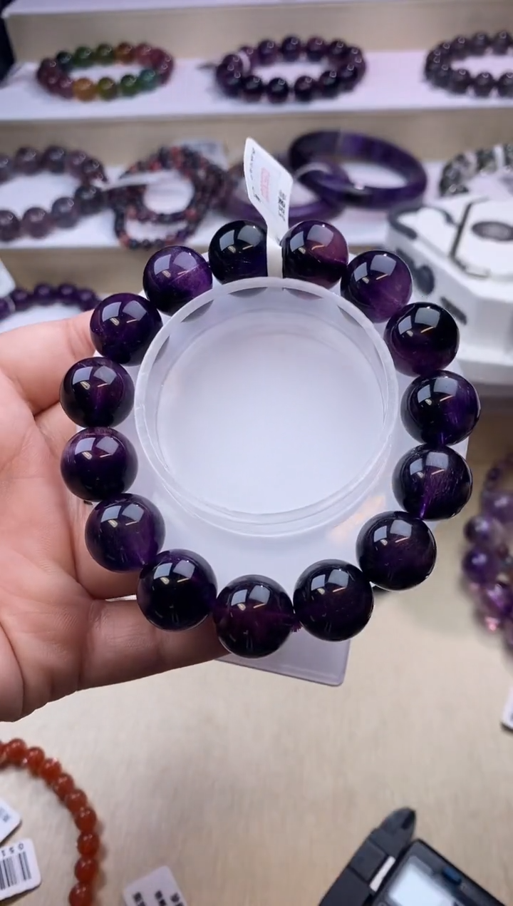 水晶手链未镶嵌紫超七14m+