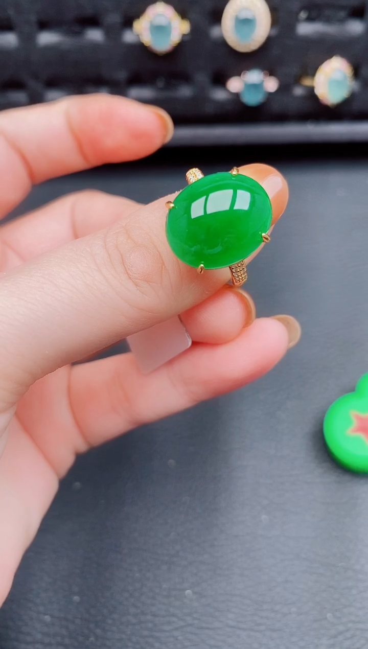 【闪购商品】翡翠戒指银S925镶嵌天然a货翡翠798