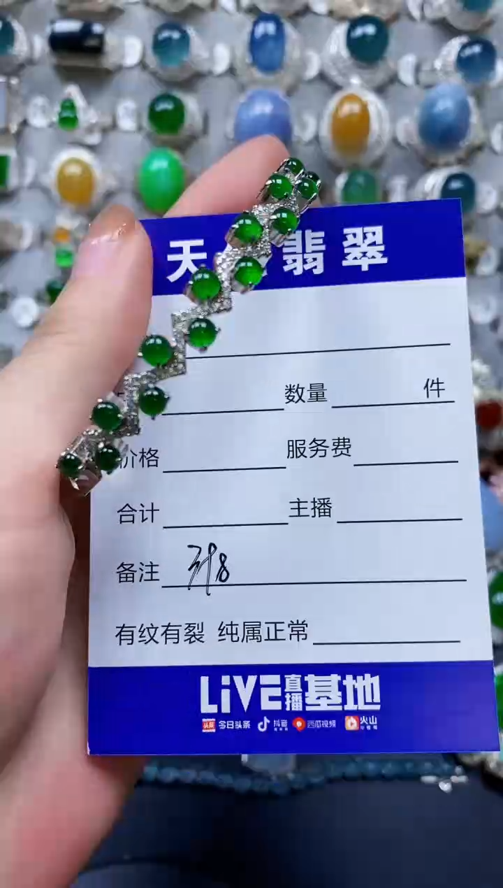 【闪购商品】翡翠手镯银S925镶嵌0398