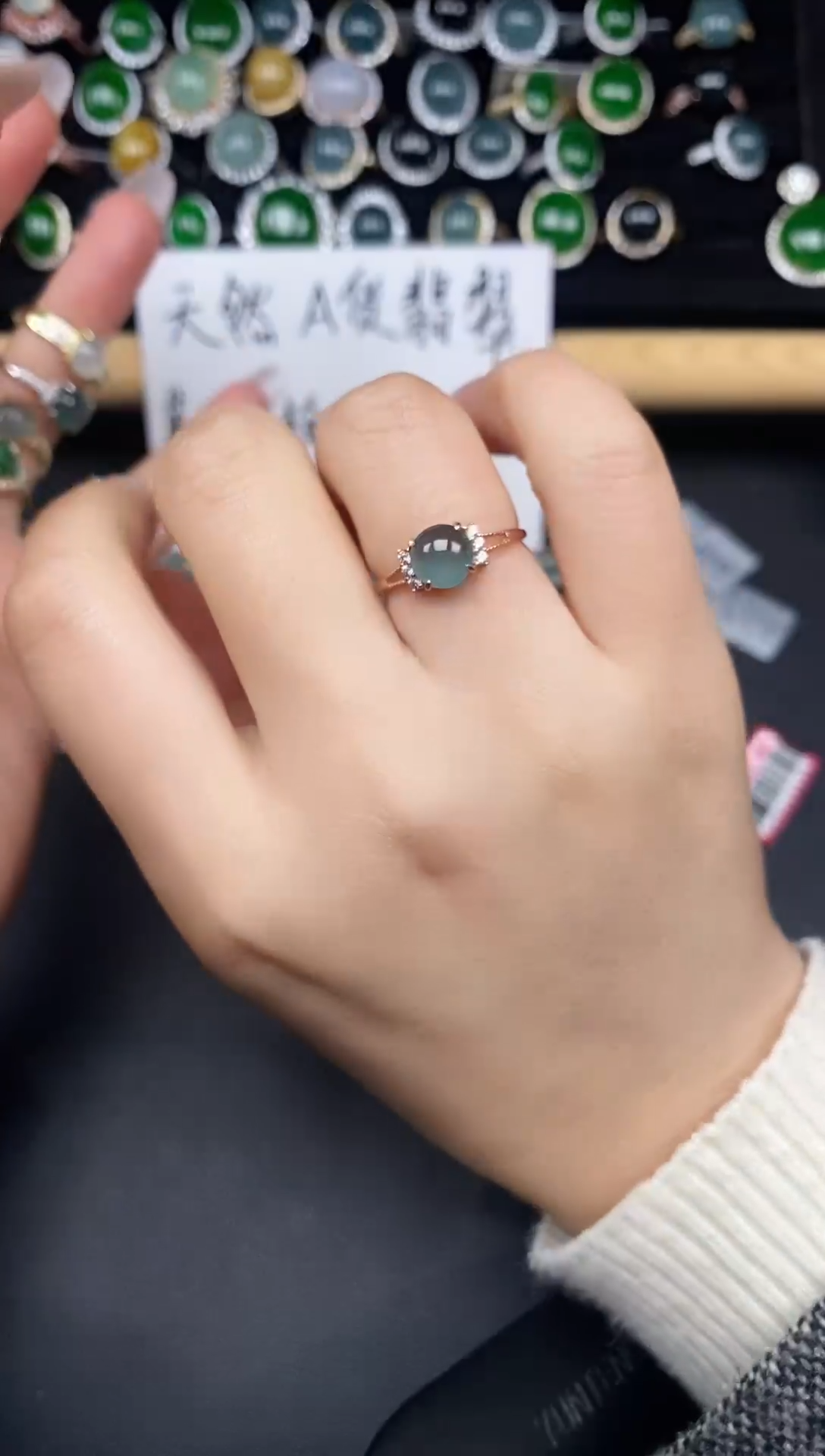 银S925镶嵌戒指翡翠83588
