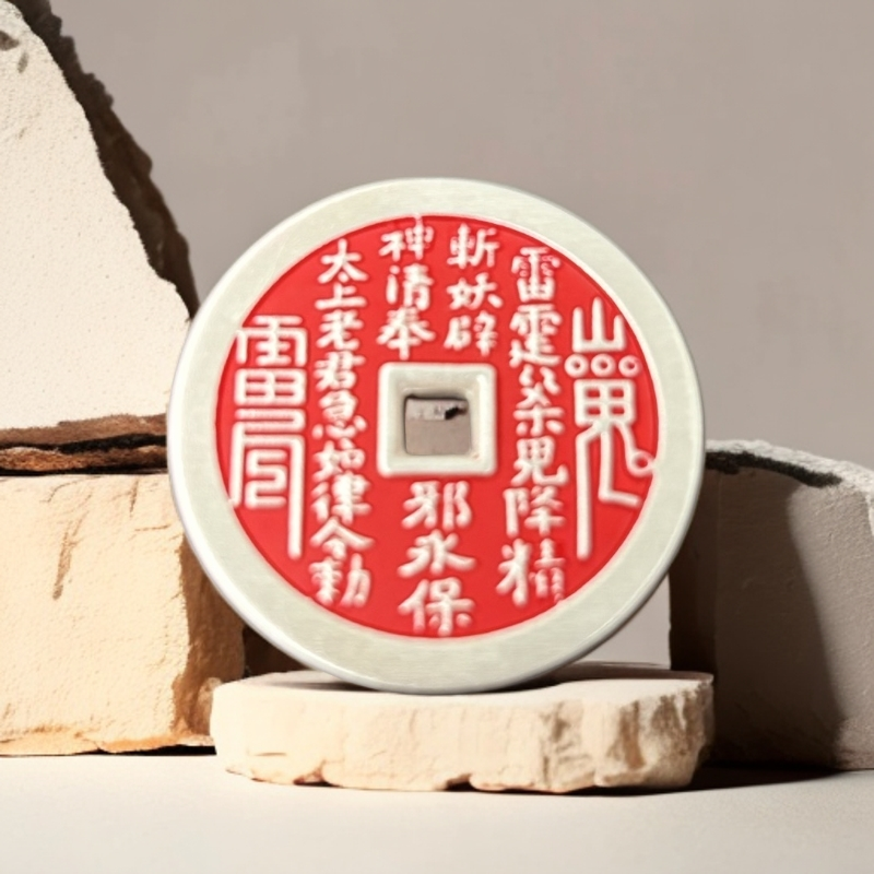 吊坠足银 足银999山鬼花钱吊坠+礼盒套装古法