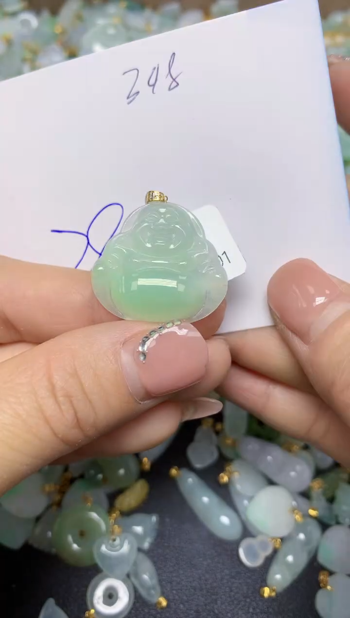 【闪购商品】翡翠挂件18K金镶嵌 天然翡翠A货