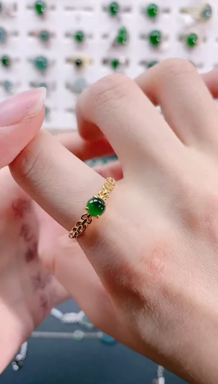 【闪购商品】翡翠戒指银S925镶嵌天然翡翠