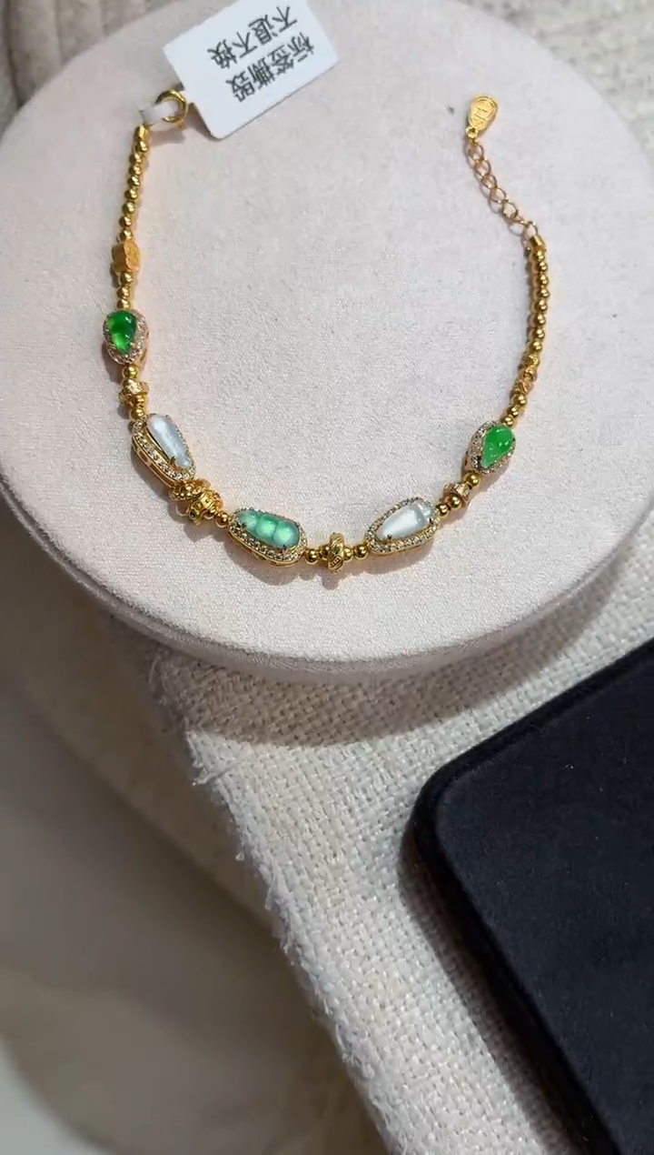 吊坠(不含链)银S925镶嵌翡翠手链