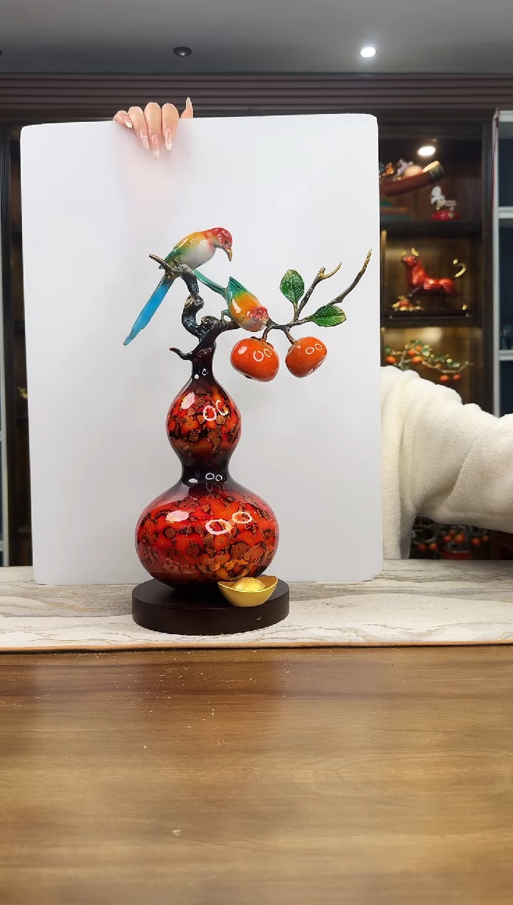 【闪购商品】大漆 黄铜葫芦喜上枝头    