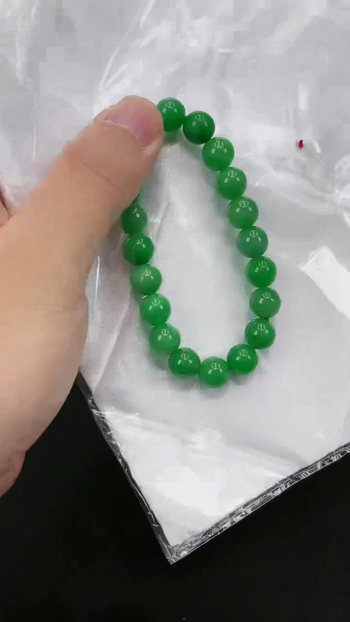 【闪购商品】砖雕s56 正阳绿手链 卡10mm