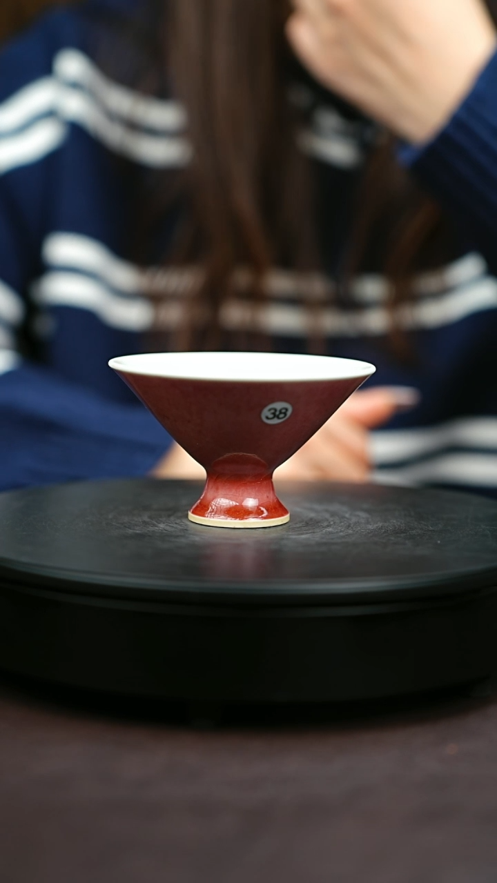 38#原矿钧瓷炉钧釉斗笠杯