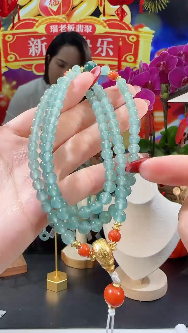 【闪购商品】翡翠项链银S925镶嵌长串多样性发一