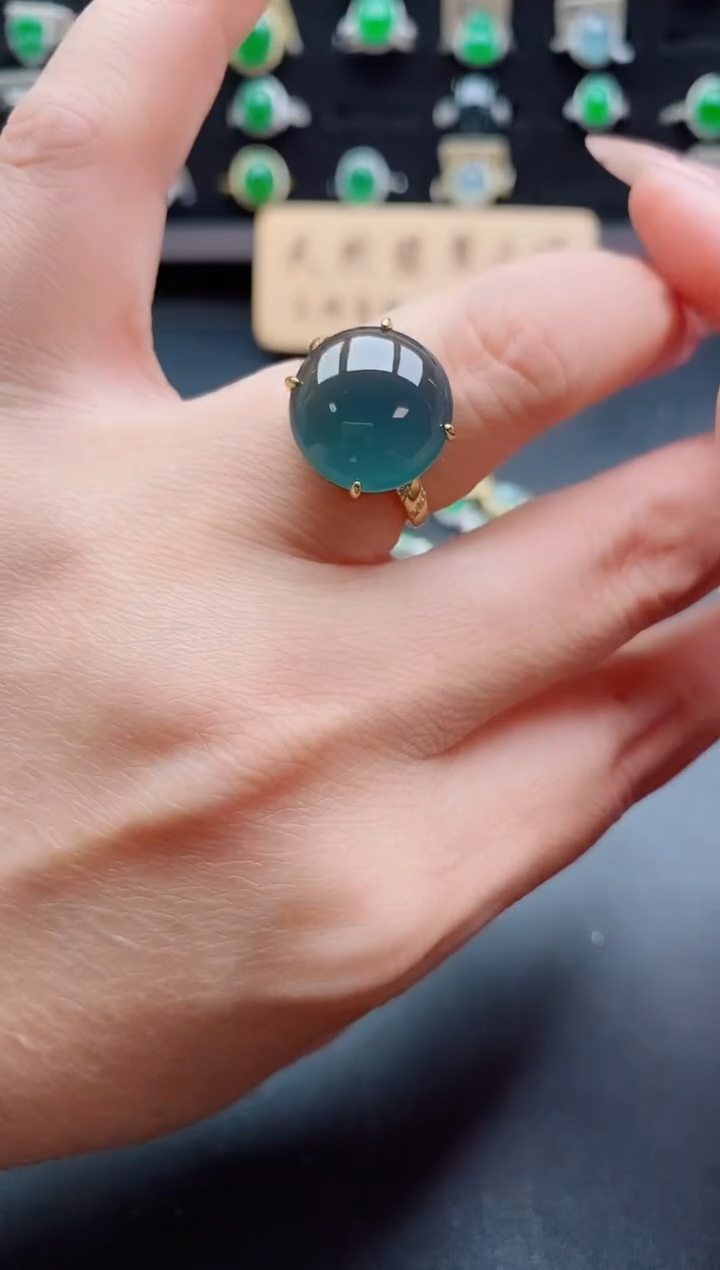 银S925镶嵌戒指翡翠1